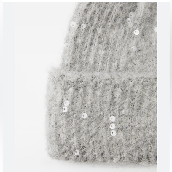 NWOT Zara Alpaca and Wool Blend Sequin Beanie Hat - Picture 5 of 6